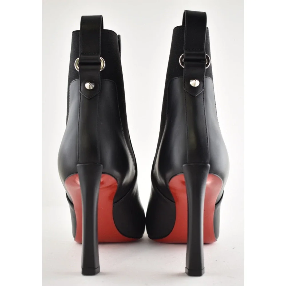 Christian Louboutin Condodo 85 Black Calf Leather Short Ankle Heel Boot 40.5